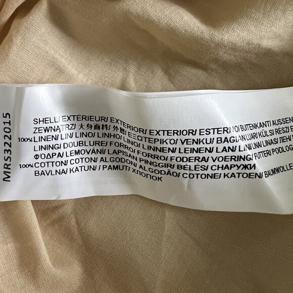 NWT Mon Renn Havana Crochet Print Tan Linen Halter Mini Dress - Picture 5 of 5